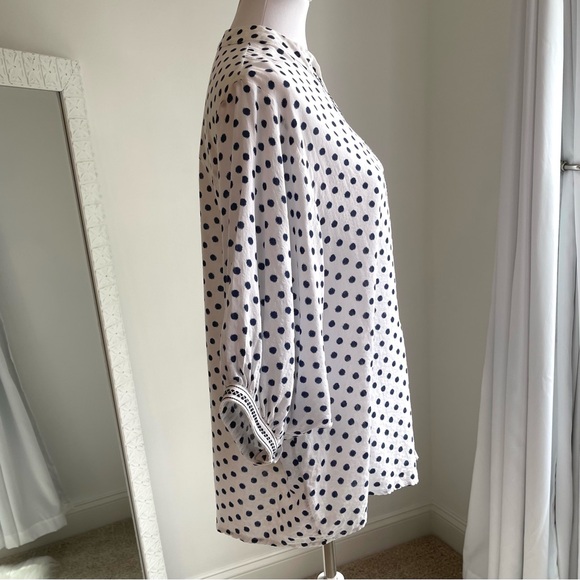 Artistic Works by Lu Navy & White Polka Dot Balloon Sleeve Blouse - Picture 11 of 16